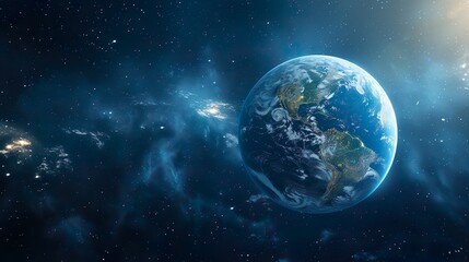 Wall Mural - sphere of nightly earth planet in outer space. city lights on planet. life of people. solar system e