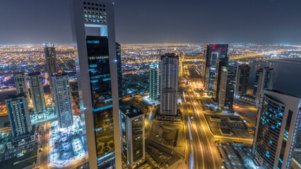 Poster - The skyline of the West Bay area from top in Doha timelapse, Qatar.