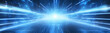 Dynamic blue energy explosion in a sci-fi banner background setting