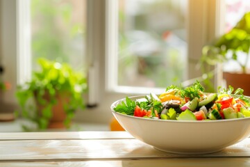 Sticker - Sun-Kissed Salade Niçoise on Rustic Wood, Perfectly Composed