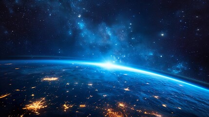 Canvas Print - starry space life blue planet earth background