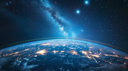 Canvas Print - starry space life blue planet earth background
