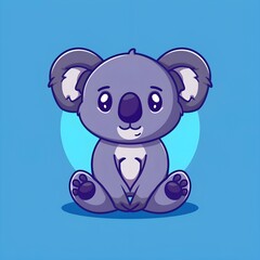  Koala funny vector illustration mascot logo design. Cute koala Flat Cartoon logo design Style.