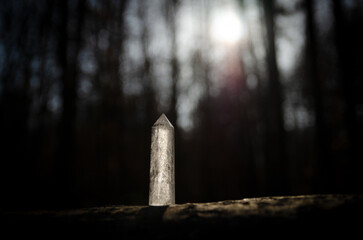 Mineral stones - the sun is shinning through the crystal obelisk