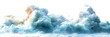 Pastel blue and green color clouds on transparent background.