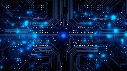 Fototapete - Abstract digital background with technology circuit board texture. Futuristic digital electric tech circuit board pattern background.