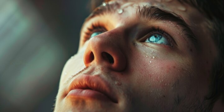 young  man praying to god  Generative AI