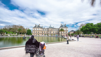 Poster - The Luxembourg Palace in Luxembourg Gardens in Paris, France timelapse hyperlapse