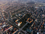 Fototapeta Miasto - Drone view of Sombor town, square and architecture, Vojvodina region of Serbia, Europe.