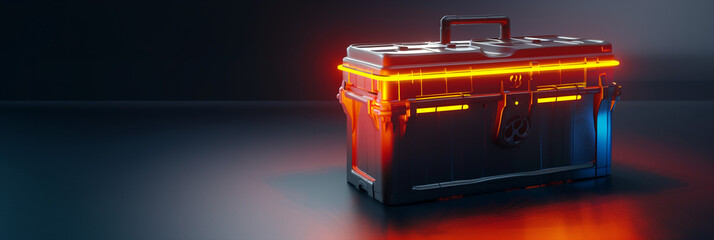 Illuminated Futuristic Toolbox with Neon Highlights