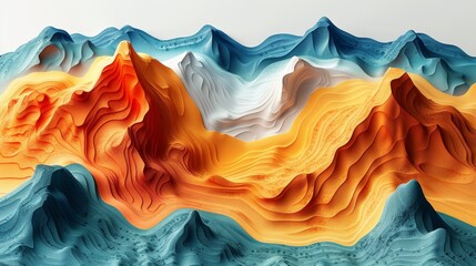 Poster - In a vintage style, this abstract background has lines and natural landscape. It includes a mountain forest and desert concept.