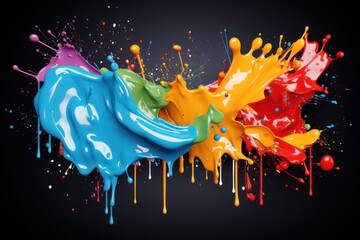 Poster - Splash of Paint on a Black Background Generative AI
