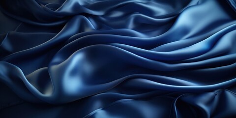 Poster - Close Up of Blue Silk Fabric Generative AI