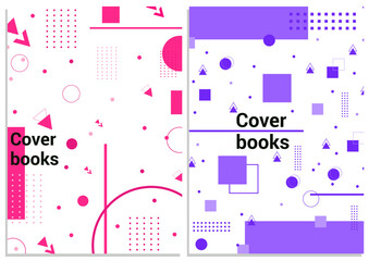 Aufkleber - A4 covers for a book in Memphis style. Pattern with geometric shapes in bright colors. Book cover, flyer, banner, advertisement, brochure, etc.