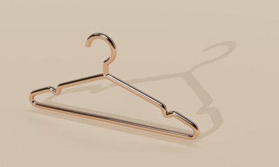 Poster - Golden empty clothes hanger on a light background. 3d rendering