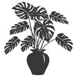 Silhouette monstera plant in the vase black color only
