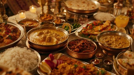 Poster - Various types of food displayed on a table, suitable for food blog or restaurant menu