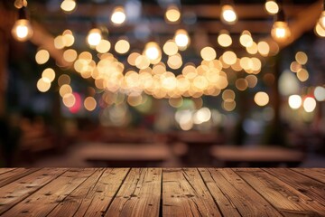 Poster - A wooden table covered with various lights, perfect for festive decorations