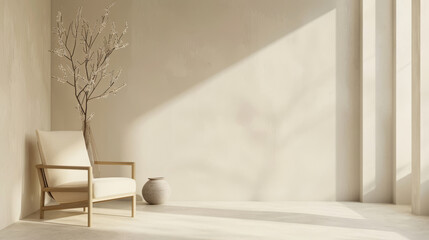 Poster - Serene modern living room corner with natural light