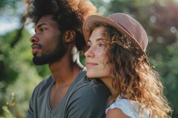 Poster - A man and a woman standing next to each other. Suitable for various concepts and themes