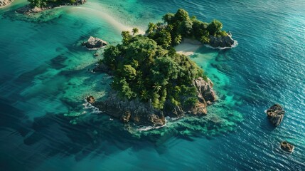 Poster - A small island in the middle of the ocean, suitable for travel brochures