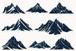 A set of mountain silhouettes on a white background. Ideal for various design projects