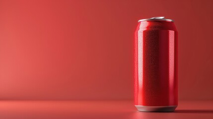 Aufkleber - A can of soda on a bright red background, perfect for advertising or food and beverage concepts