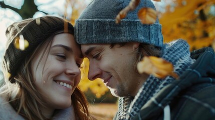 Poster - A man and a woman making eye contact. Suitable for relationship and communication concepts