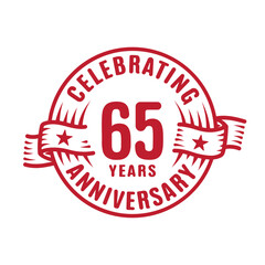 Wall Mural - 65 years logo design template. 65th anniversary vector and illustration.