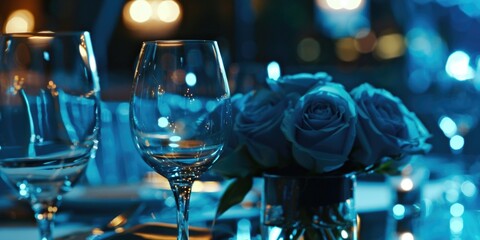 Poster - Close up of wine glasses on a table. Perfect for restaurant or bar promotions