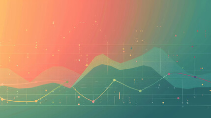 Poster - Abstract financial data graph overlay on multicolored background