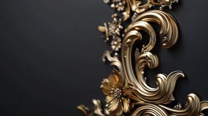 Poster - Detailed view of a gold and black textured wall. Suitable for background or interior design concepts