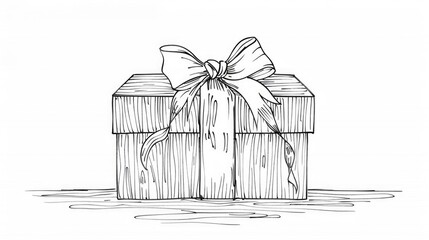 Poster - A simple drawing of a gift box with a bow. Ideal for holiday designs