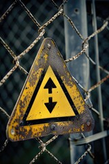 Poster - A close up of a sign on a chain link fence, suitable for security or warning concepts