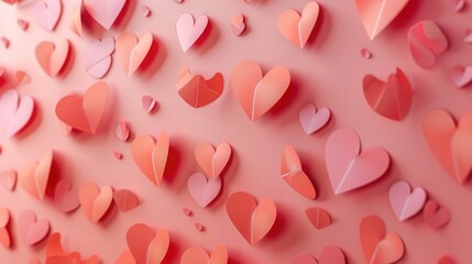 Aufkleber - A wall covered in lots of paper hearts. Perfect for romantic-themed projects