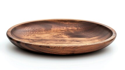 Poster - A wooden bowl placed on a white surface. Perfect for kitchen or food-related designs