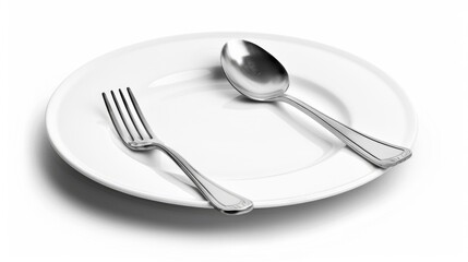 Aufkleber - A simple plate with a fork and a spoon on it. Perfect for food-related designs