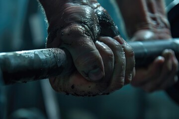 Poster - Close up of a person holding a metal bar. Ideal for industrial, construction, or security concepts
