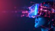 A user is transported into a cybernetic dreamscape, as the VR headset projects a network of digital connections in a conceptual visualization.