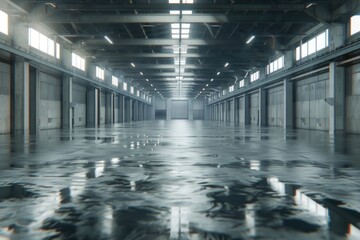 Poster - An abandoned industrial building with numerous windows. Suitable for industrial, urban, and architectural concepts