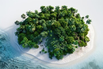 Poster - Aerial view of a picturesque tropical island, perfect for travel brochures