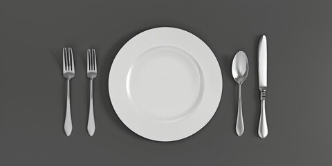 Poster - Table setting with essential utensils for dining. Ideal for restaurant menus or food blogs