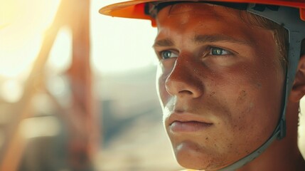 A close up shot of a person wearing a helmet. Suitable for safety and sports concepts