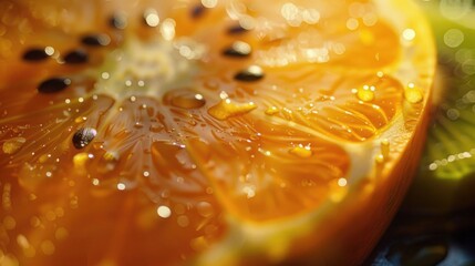 Poster - Detailed shot of a fresh orange slice. Perfect for food and nutrition themes