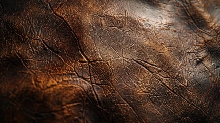 Wall Mural - Detailed close-up of a brown leather texture, perfect for backgrounds or design projects