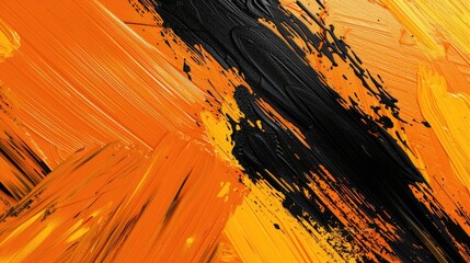 Poster - Detailed close up of an orange and black painting, suitable for art and design projects