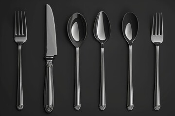 Poster - A set of silverware including a knife, fork, and spoon. Perfect for kitchen or dining concepts
