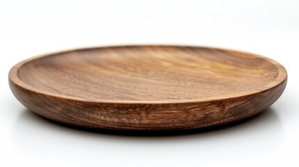 Poster - A wooden bowl placed on a white surface. Suitable for kitchen or home decor concepts