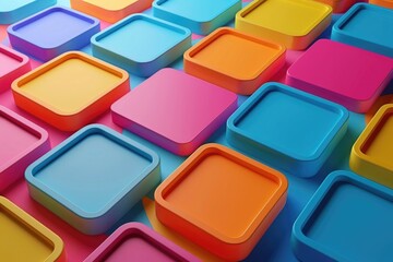Aufkleber - A bunch of different colored boxes stacked on top of each other. Perfect for business or storage concepts