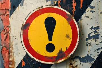 Poster - A caution sign with a bold exclamation mark, suitable for warning messages